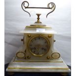 A late 19thC Japy Freres alabaster cased mantel clock,