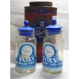 A retailer's Fox's Glacier Mints tin storage jar 10''h;