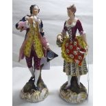 A pair of mid 19thC Derby porcelain figures, viz.
