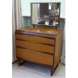 A 1970/80s teak three drawer dressing table,