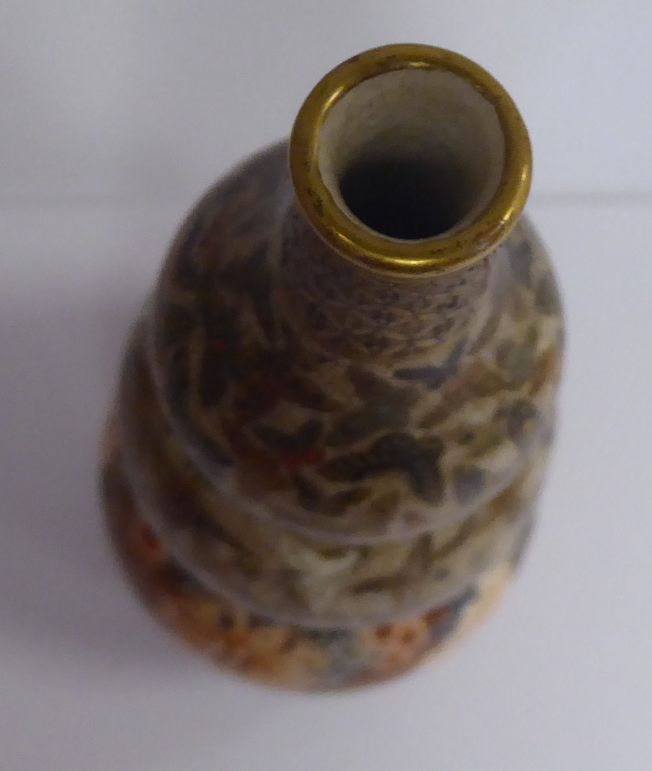 An early 20thC Satsuma earthenware triple gourd shaped vase, - Image 3 of 5