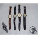 Wristwatches: to include a 1980s Timex stainless steel cased example with a baton dial