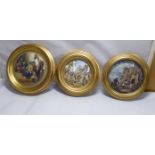 Three mid 19thC Prattware pot lids: to include 'Hide and Seek' 4''dia