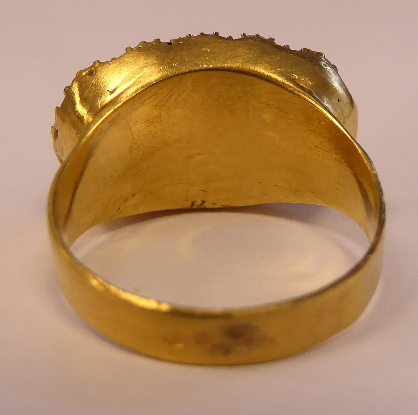 A gold coloured metal ring, set with five diamonds, - Image 4 of 5