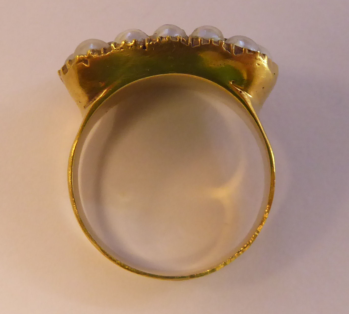 A gold coloured metal ring, set with five diamonds, - Image 5 of 5