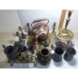 Domestic and decorative 'antique' metalware: to include a range kettle;