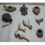 'Antique' artefacts: to include a Roman terracotta oil lamp 4''h