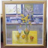Davy Brown - 'Yellow Table' oil on canvas bears a signature 36'' x 32'' framed