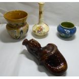 Four pieces of early 20thC ceramics: to include a Torquay pottery vase of squat,