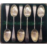 A set of six late Victorian silver shell design coffee spoons,