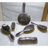 Various silver backed dressing table items,