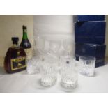 A mixed lot: to include a pair of cut glass pedestal wine glasses