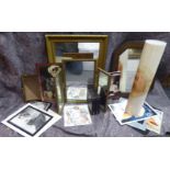 A mixed lot: to include four dissimilar 20thC mirrors: to include one set in a gilt frame 16'' x