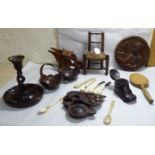 Treen: to include a carved oak opium scales box,