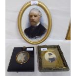 Portrait miniatures: to include a Victorian head and shoulders study of a young woman,