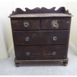 A late 19thC stained pine washstand with two short/two long drawers,