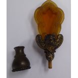 An Art Nouveau inspired moulded and tinted amber coloured glass and cast gilt metal mounted perfume