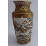 An early 20thC Satsuma earthenware vase of tapered and shouldered baluster form,