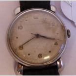 A mid 20thC Longines white metal cased wristwatch, faced by a part Arabic dial,