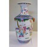 An early 20thC Chinese porcelain vase of shouldered baluster form, having a waisted neck,