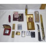 A mixed lot: to include a Ronson gilt metal butane filled gas lighter