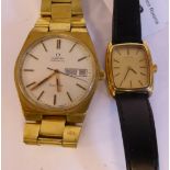 An Omega gold plated cased Geneve automatic bracelet wristwatch,