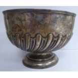 An Edwardian silver rose bowl of wrythen moulded,