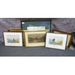 Framed pictures: to include two early 20thC European School - working fishing boats leaving a