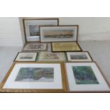 Framed pictures and prints: to include S Davies - a landscape pastel bears a signature 16'' x