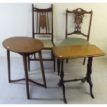 Four pieces of early/mid 20thC furniture: to include an Edwardian bone and string inlaid mahogany