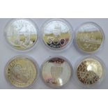 Six silver proof commemorative coins: to include a 1994 Hungarian 500 forint 11