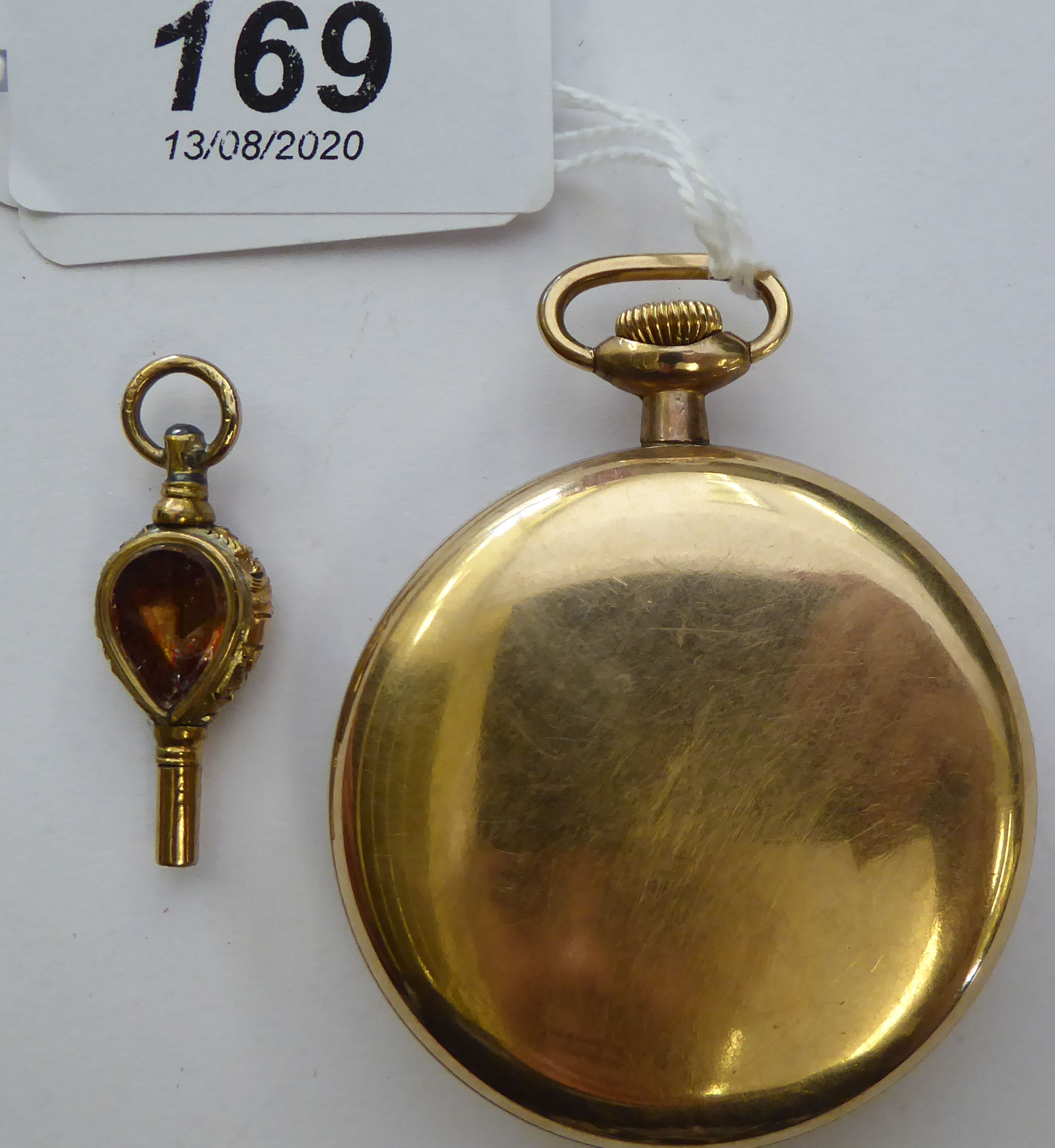 A yellow metal cased pocket watch, - Image 2 of 2