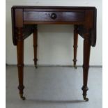 A mid 19thC mahogany Pembroke table with an end drawer and a facsimile on the reverse,
