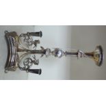 A late Victorian/Edwardian silver plated epergne stand of tri-form design,