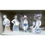 Six Nao porcelain figures of children in various poses largest 8.