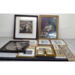 Framed prints: to include two similar pre-Raphaelite studies 6''sq BSR