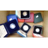 Eleven Royal Mint and other silver proof coins: to include the 1994 £1 coin boxed with a