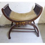 An Edwardian marquetry and inlaid mahogany music stool,