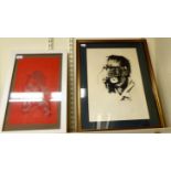 P Sedumedi - two abstract figure studies prints bearing signature & dated '71 10'' x 16'' &