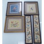 Five early/mid 20thC Chinese framed silk embroideries, viz.