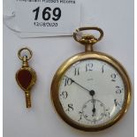A yellow metal cased pocket watch,