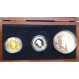 A set of three Elizabeth II Bailiwick of Guernsey proof coins 1926-1996 comprising a silver £1,