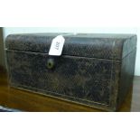 A late 19thC Banks of Cheltenham patterned hide covered jewellery casket with a lockable,