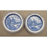 A pair of early 19thC pearlware ribbon plates,