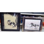 Two framed Oriental animal studies, viz.