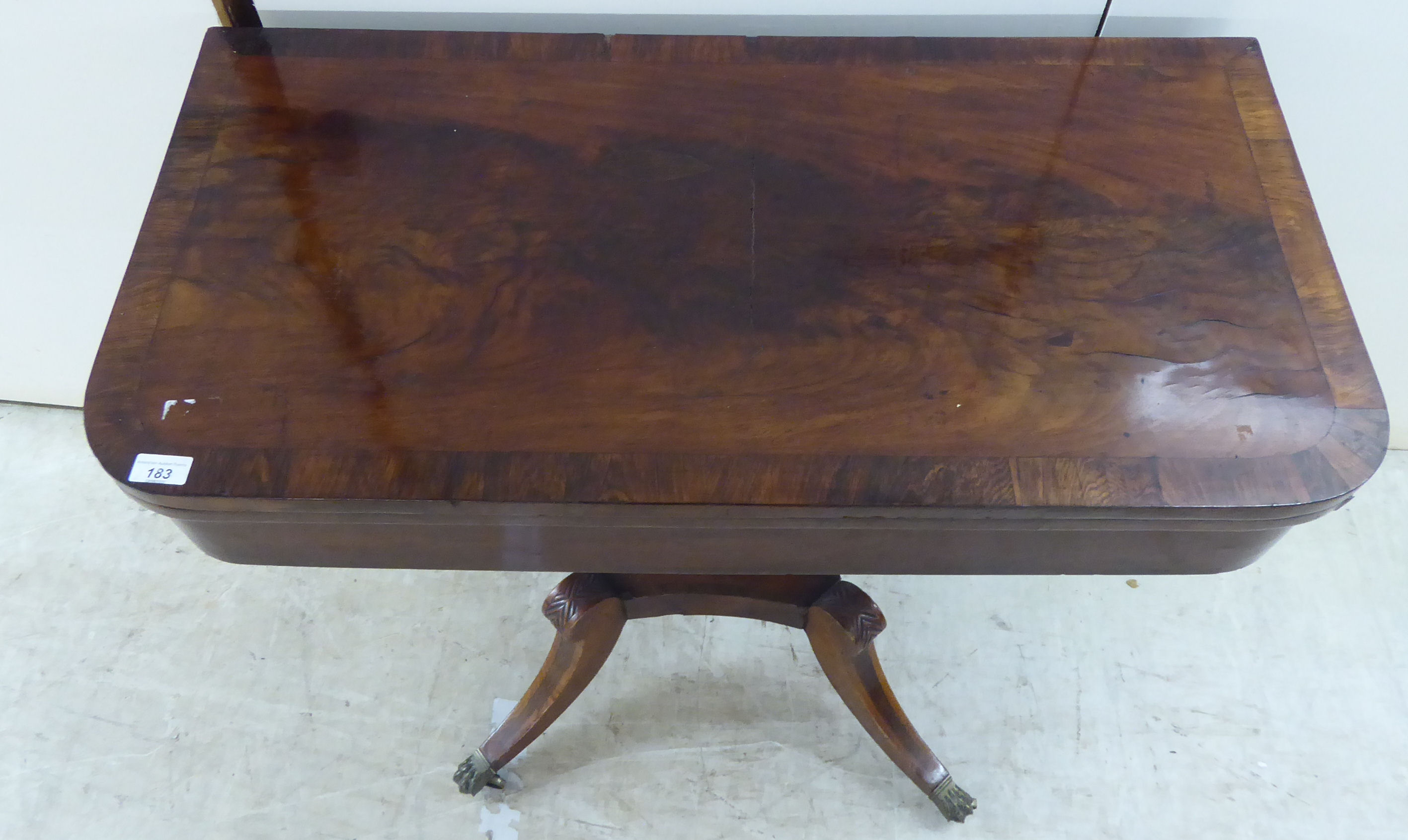 A Regency crossbanded, rosewood and mahogany card table with a foldover top, - Image 2 of 4