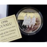 A silver proof 1996 Tuvalu 20 dollar commemorative coin OS10