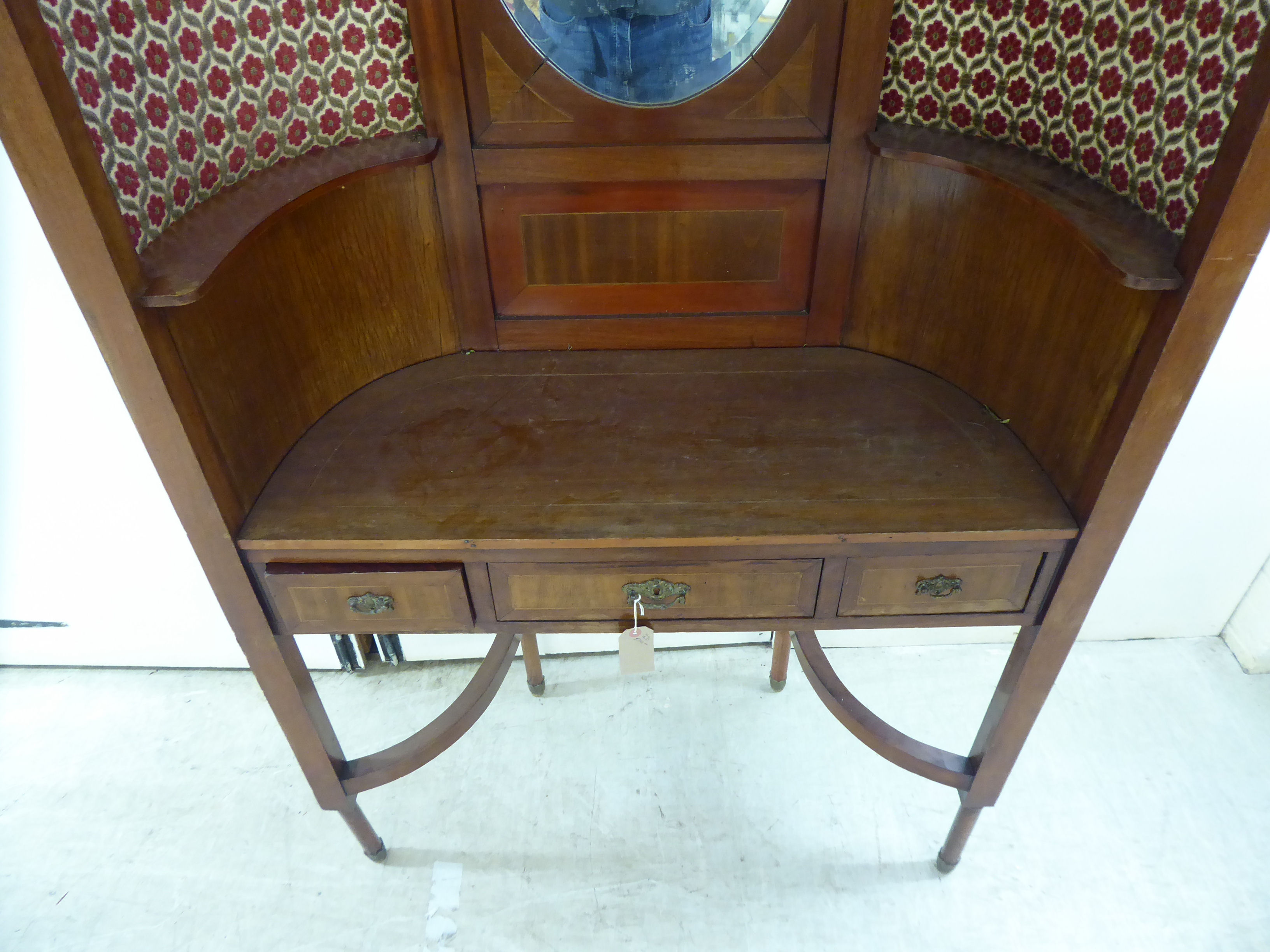 An Edwardian mahogany hallstand of concave form with a mirrored panel, - Image 2 of 3