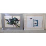 Forst - two abstract studies watercolours bearing signatures & again verso, dated 10.2.
