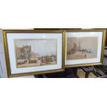 M Clarkson - a pair of commercial quayside scenes watercolours one bears a signature 11'' x 18''